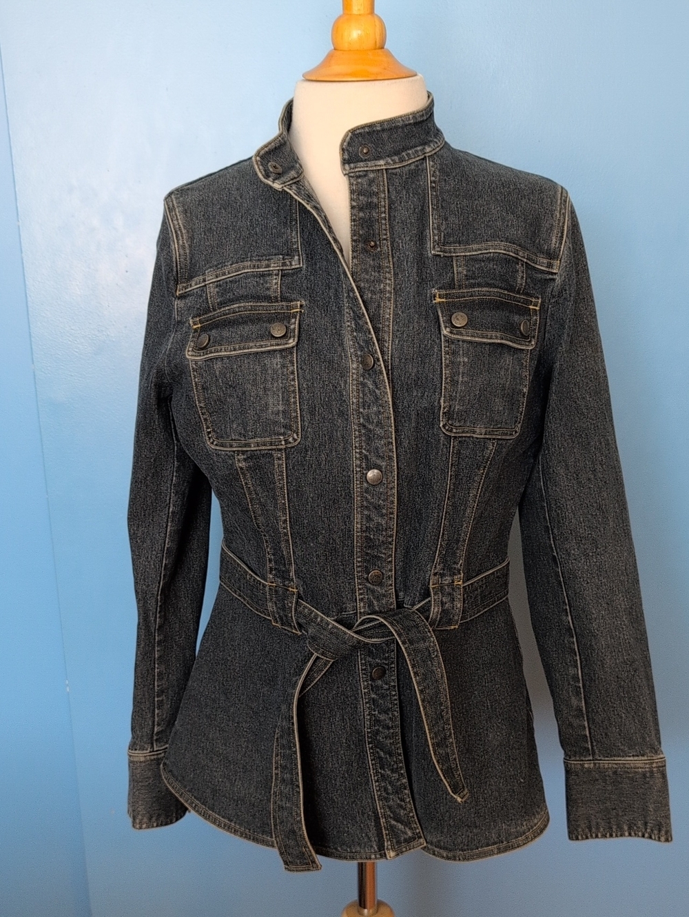 Marks & Spencer Autograph Denim Belted Utility Jacket US 12 UK 16